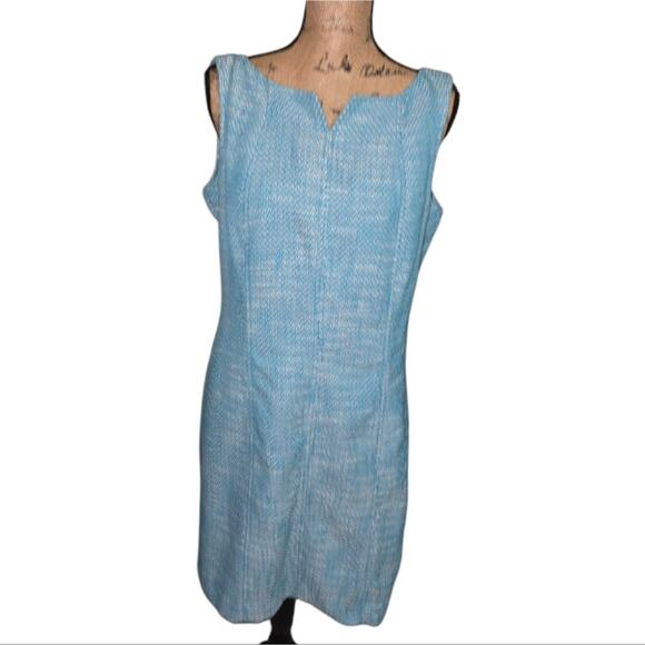 Talbots Blue Tweed Sleeveless Sheath Dress Size 14 P Petite - Picture 3 of 9